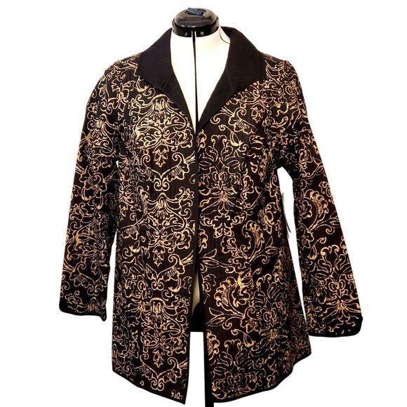 Catherines Jackets & Blazers - Catherine's Quilted Lightweight Open Jacket in Black & Gold | Size 14/16W | NWT